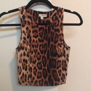 LILY WHITE cropped leopard print tank top size S